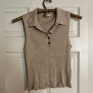 Madewell Size L tan ribbed Henley tank top, worn once